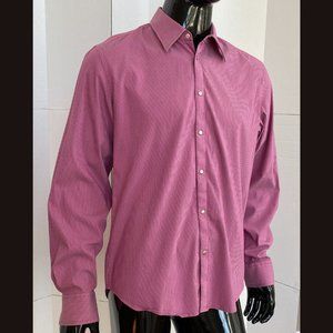 A/X Armani Exchange Magenta Pink Striped Snap Front Shirt Size L Large